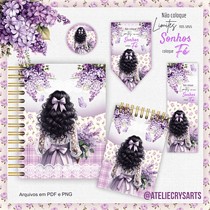 Arquivo Encadernação Menina Floral Lilás - CRYS ARTS