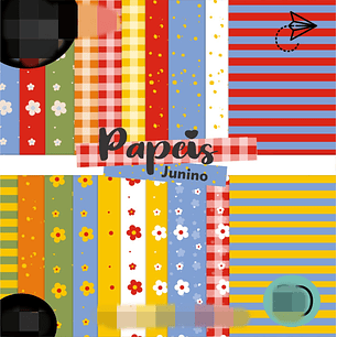 Arquivo Kit Digital Festa Junina Papéis - BONECA DIGITAL