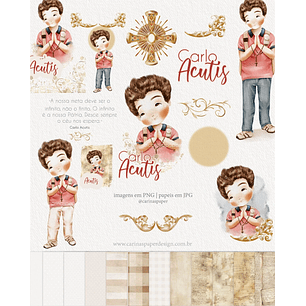 Kit Digital Ilustrações Beato Carlo Acutis (Santinhos)  - Carinas Paper