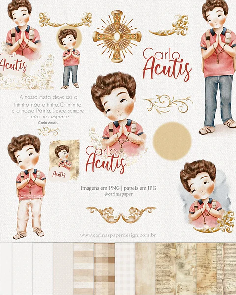 Kit Digital Ilustrações Beato Carlo Acutis (Santinhos)  - Carinas Paper