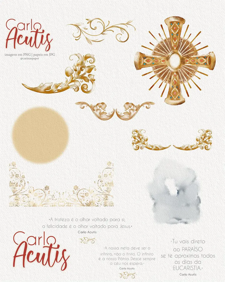 Kit Digital Ilustrações Beato Carlo Acutis (Santinhos)  - Carinas Paper 4