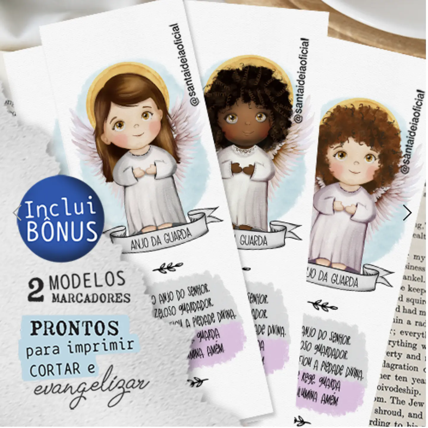 Kit Digital Trio Anjo da Guarda Meninas Aquarela - SANTA IDEIA 1