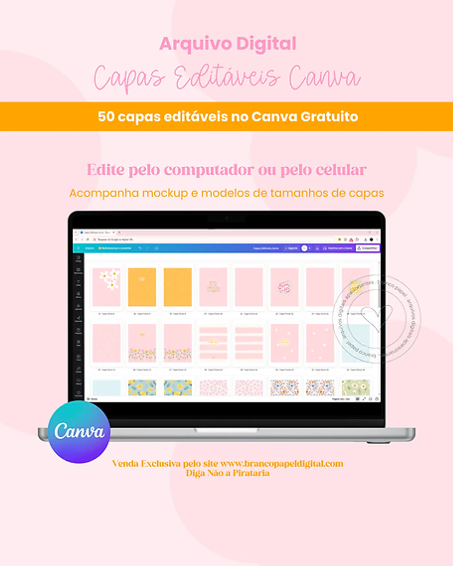 Arquivo Capas Editáveis Canva - BRANCO PAPEL 1