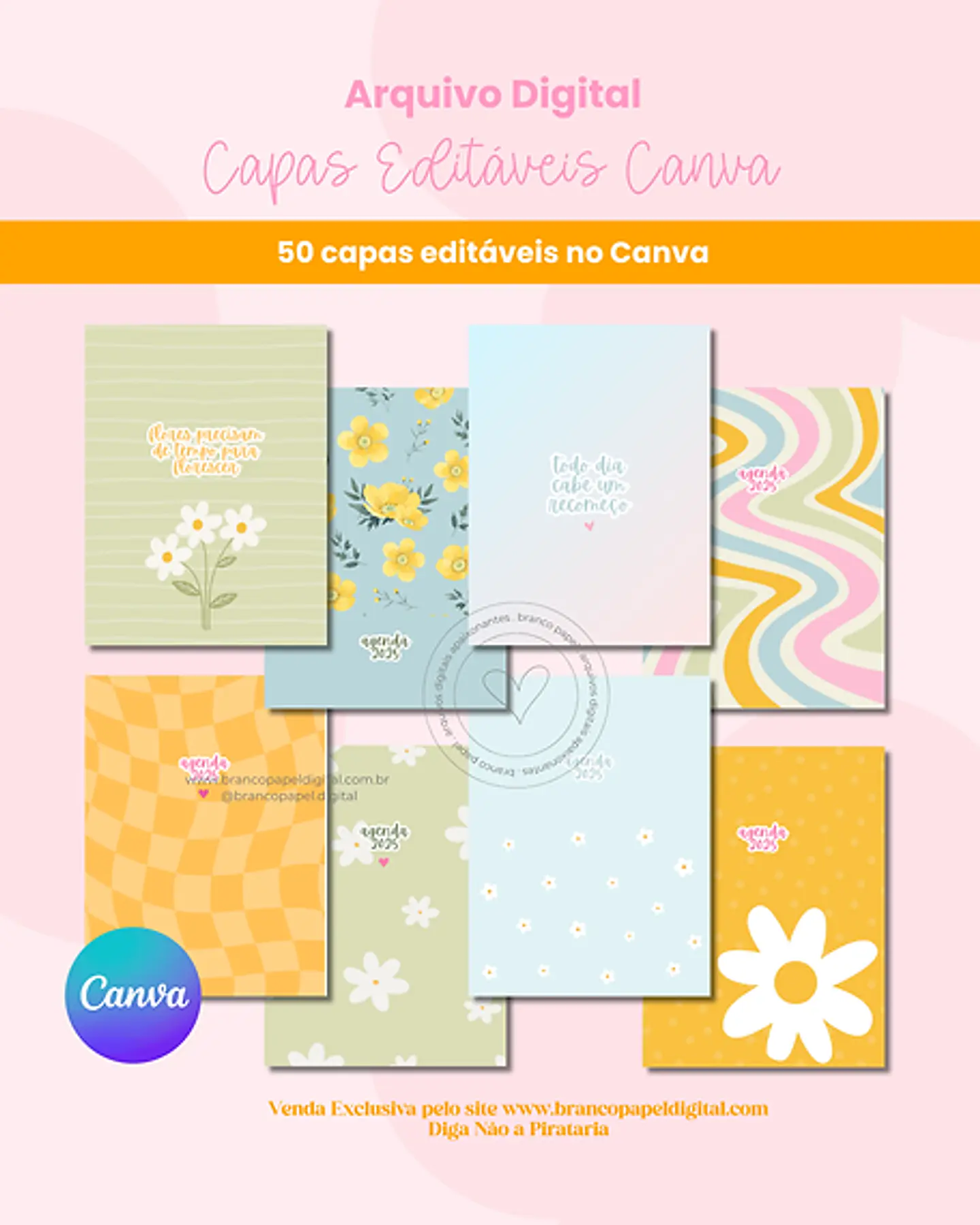 Arquivo Capas Editáveis Canva - BRANCO PAPEL 2