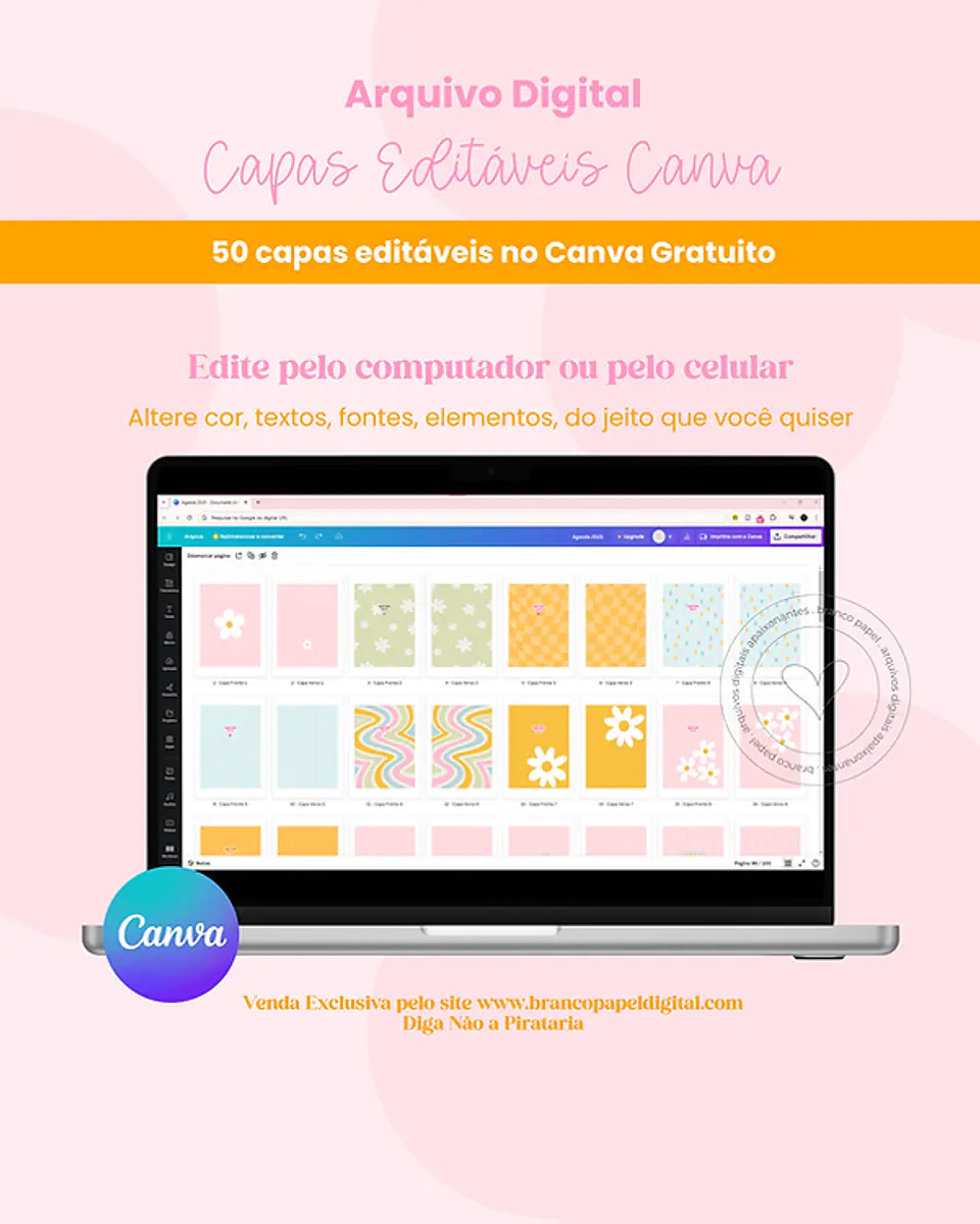 Arquivo Capas Editáveis Canva - BRANCO PAPEL 3