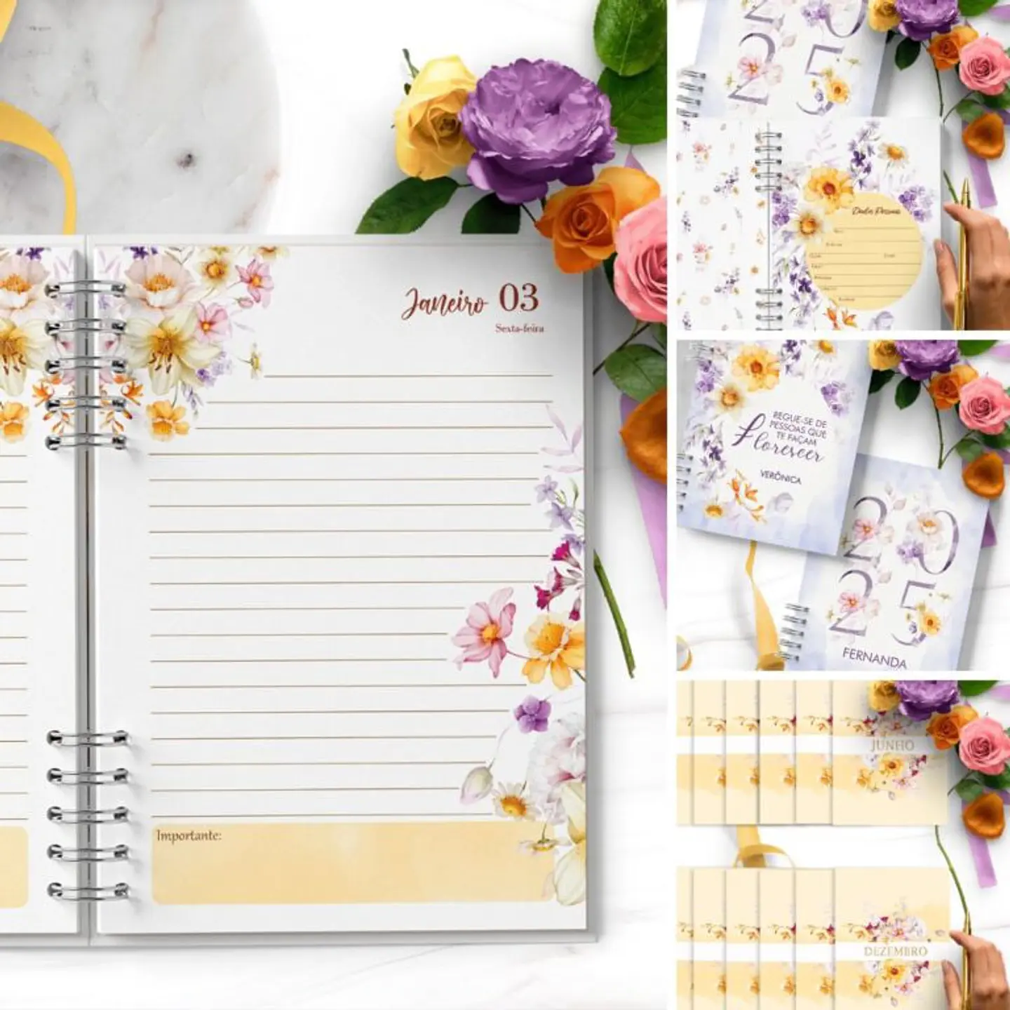 Arquivo Combo 6 Agendas 2025 e Permanente Floral Encanto - BICHO PAPEL 1
