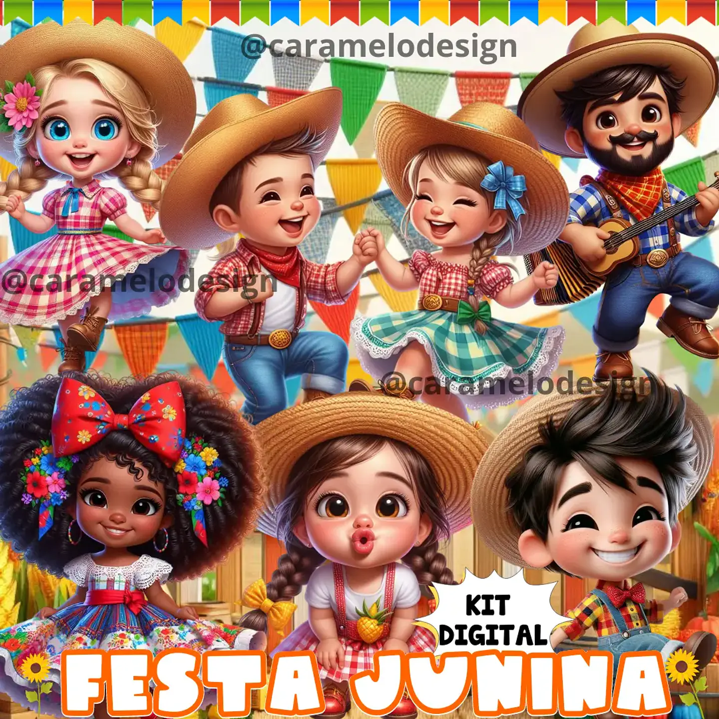 Kit Digital Festa Junina 3D - CARAMELO 1