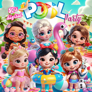 Kit Digital Pool Party Princesas - CARAMELO DESIGNER