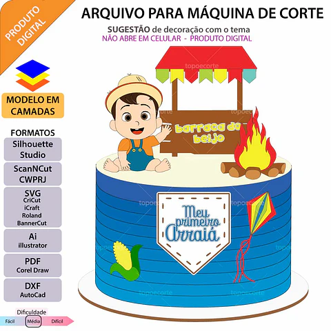 Arquivo Topo de Bolo Festa Junina Menino - EM CAMADAS