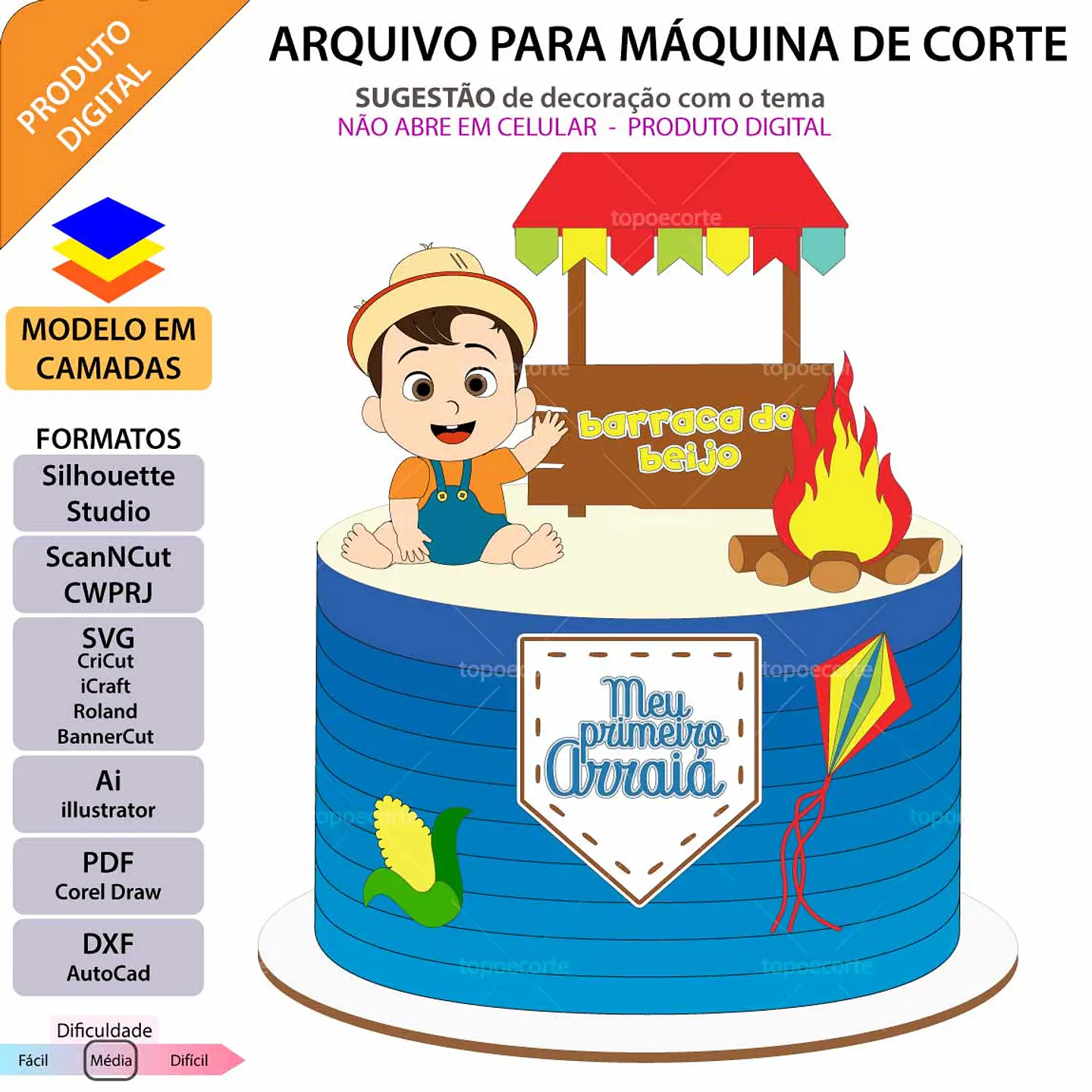 Arquivo Topo de Bolo Festa Junina Menino - EM CAMADAS 1