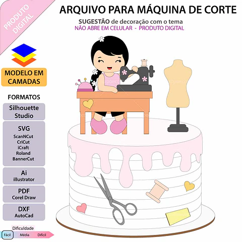 Arquivo Topo de Bolo Costureira - EM CAMADAS