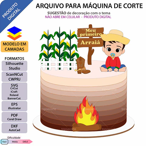 Arquivo Topo de Bolo Festa Junina Menino - EM CAMADAS