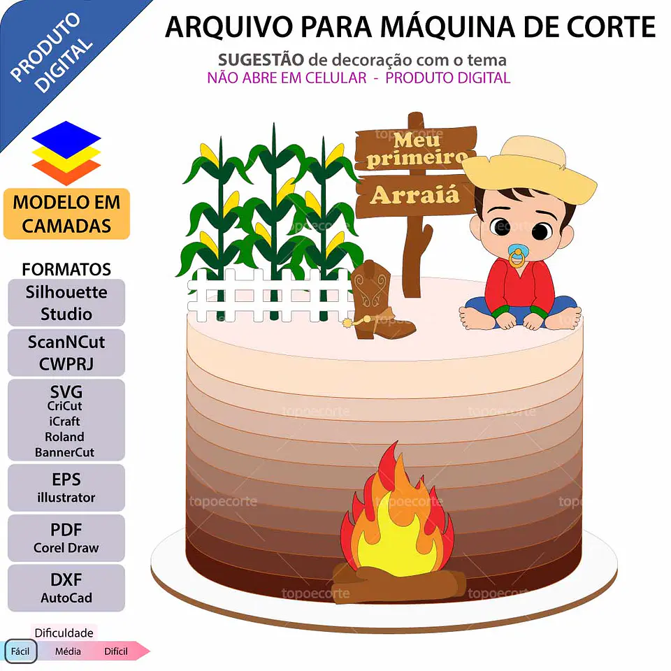 Arquivo Topo de Bolo Festa Junina Menino - EM CAMADAS 1