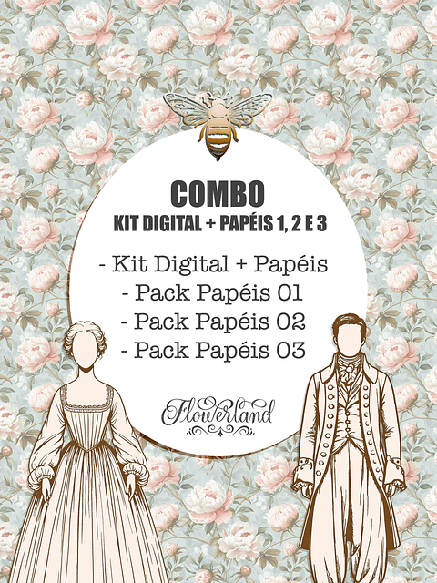 Kit digital FlowerLand - Combo Kit Digital + Papéis 1, 2 e 3