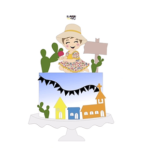 Arquivo Topos de Bolo Festa Junina Menina Maçã do Amor - EM CAMADAS