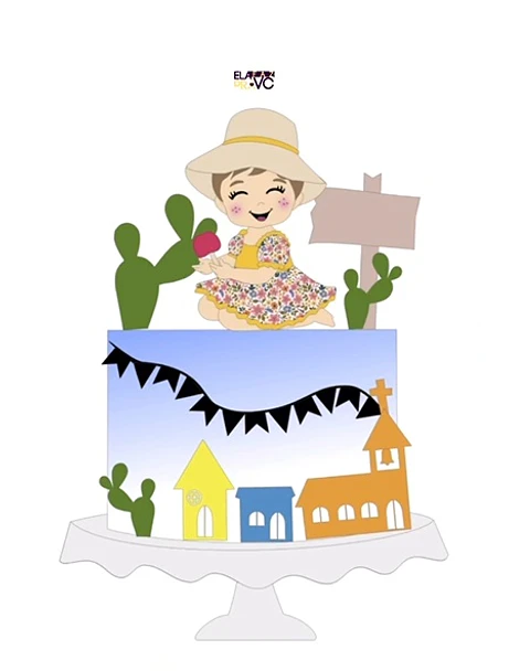 Arquivo Topos de Bolo Festa Junina Menina Maçã do Amor - EM CAMADAS