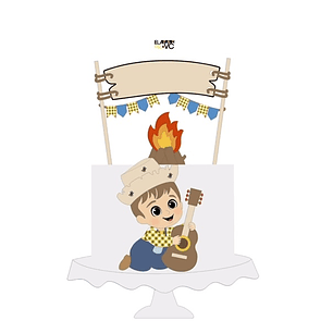  Arquivo Topo de Bolo Festa Junina Menino Violão - EM CAMADAS