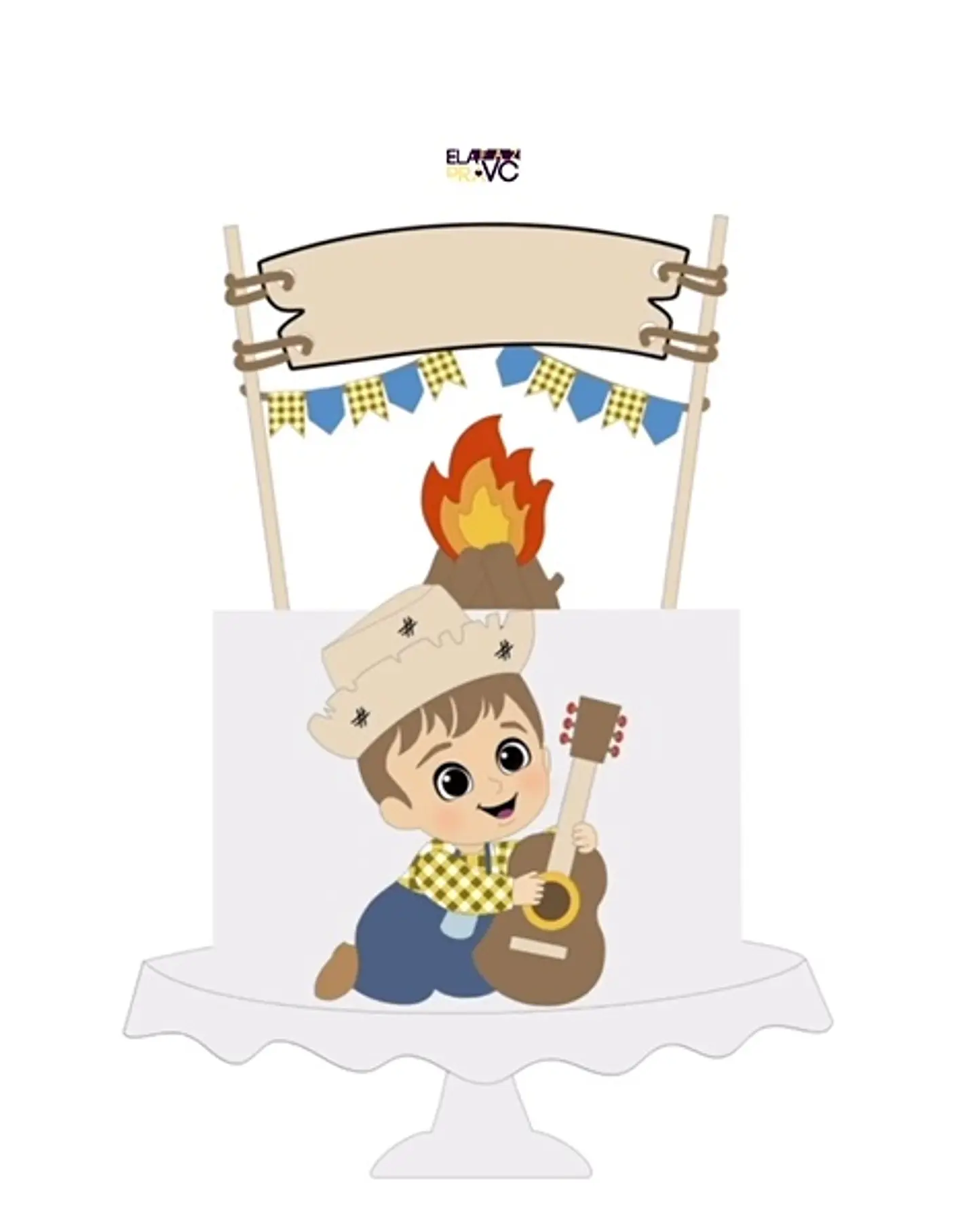  Arquivo Topo de Bolo Festa Junina Menino Violão - EM CAMADAS 1