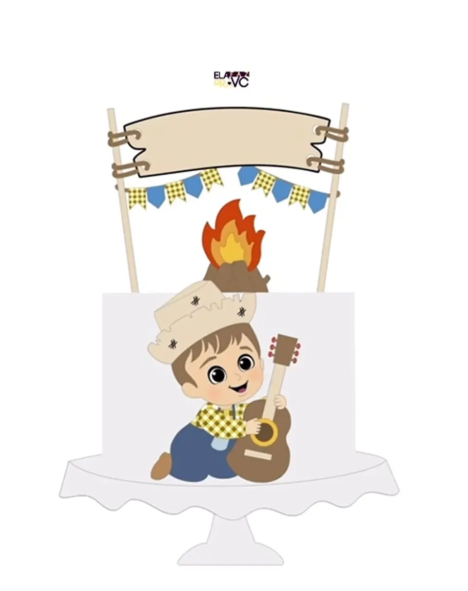  Arquivo Topo de Bolo Festa Junina Menino Violão - EM CAMADAS 1