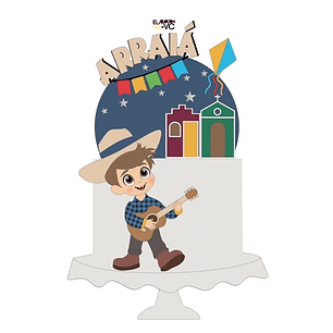 Arquivo Topo de Bolo Festa Junina Menino Caipira com Violão - EM CAMADAS