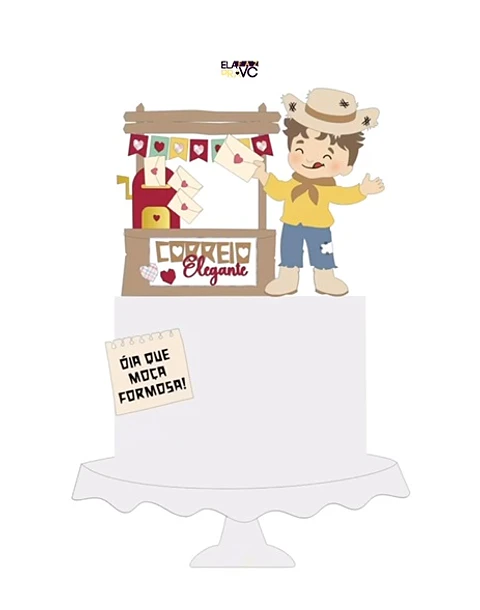 Arquivo Topo de Bolo Festa Junina Menino Correio Elegante - EM CAMADAS