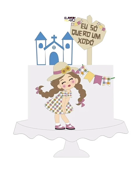  Arquivo Topo de Bolo Festa Junina Menina - EM CAMADAS