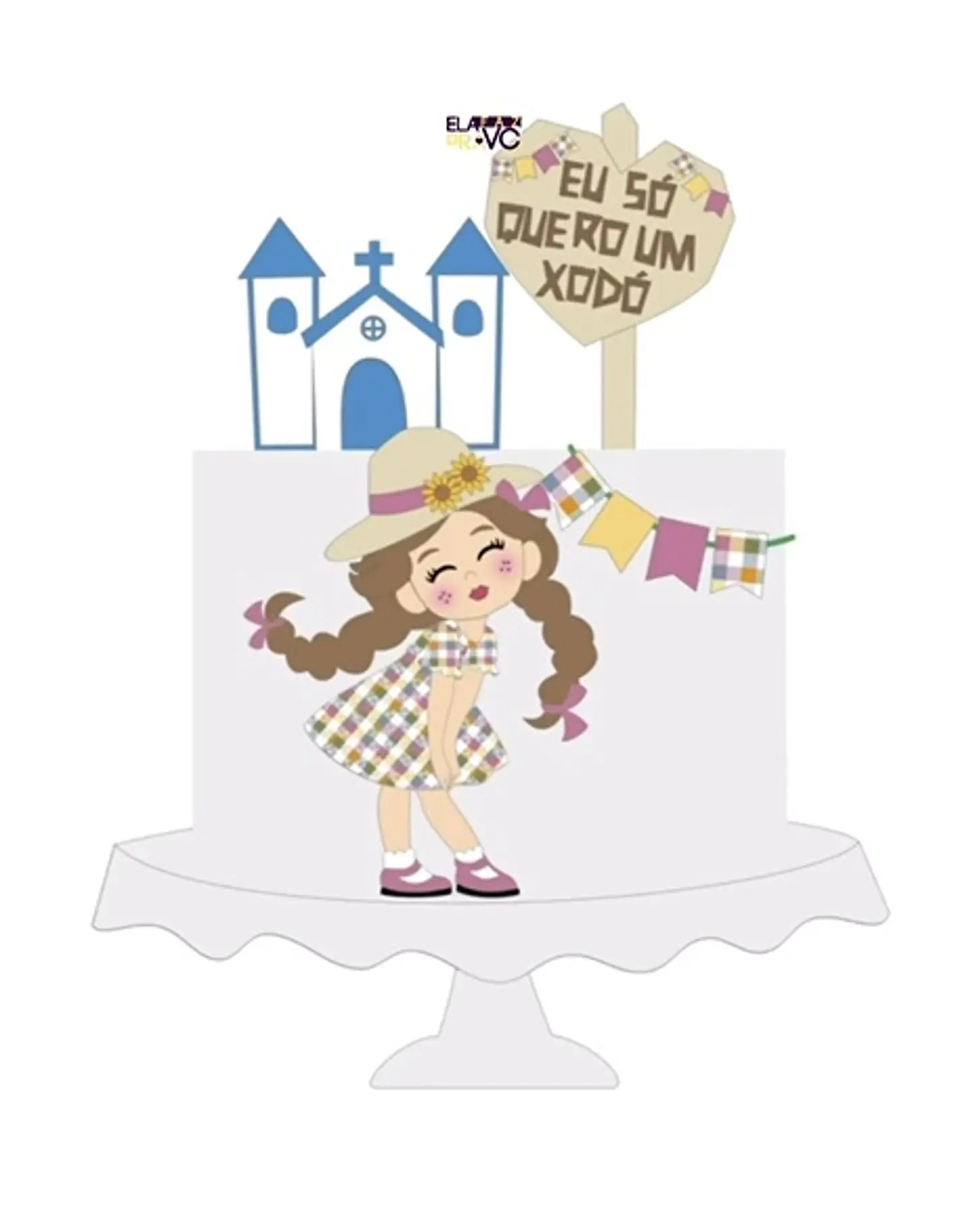  Arquivo Topo de Bolo Festa Junina Menina - EM CAMADAS 1