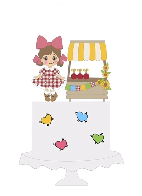 Arquivo Topos de Bolo Festa Junina Menina Maçã do Amor - EM CAMADAS