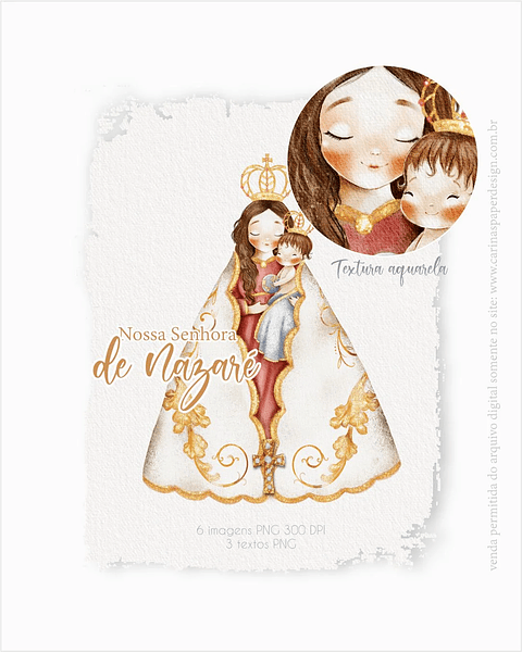 Kit Digital Ilulstração Nossa Senhora de Nazaré - CARINAS PAPER