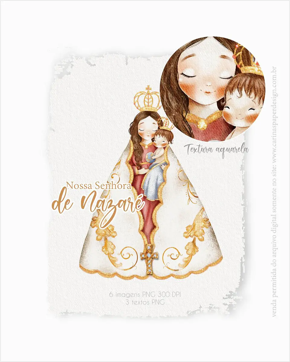 Kit Digital Ilulstração Nossa Senhora de Nazaré - CARINAS PAPER 1