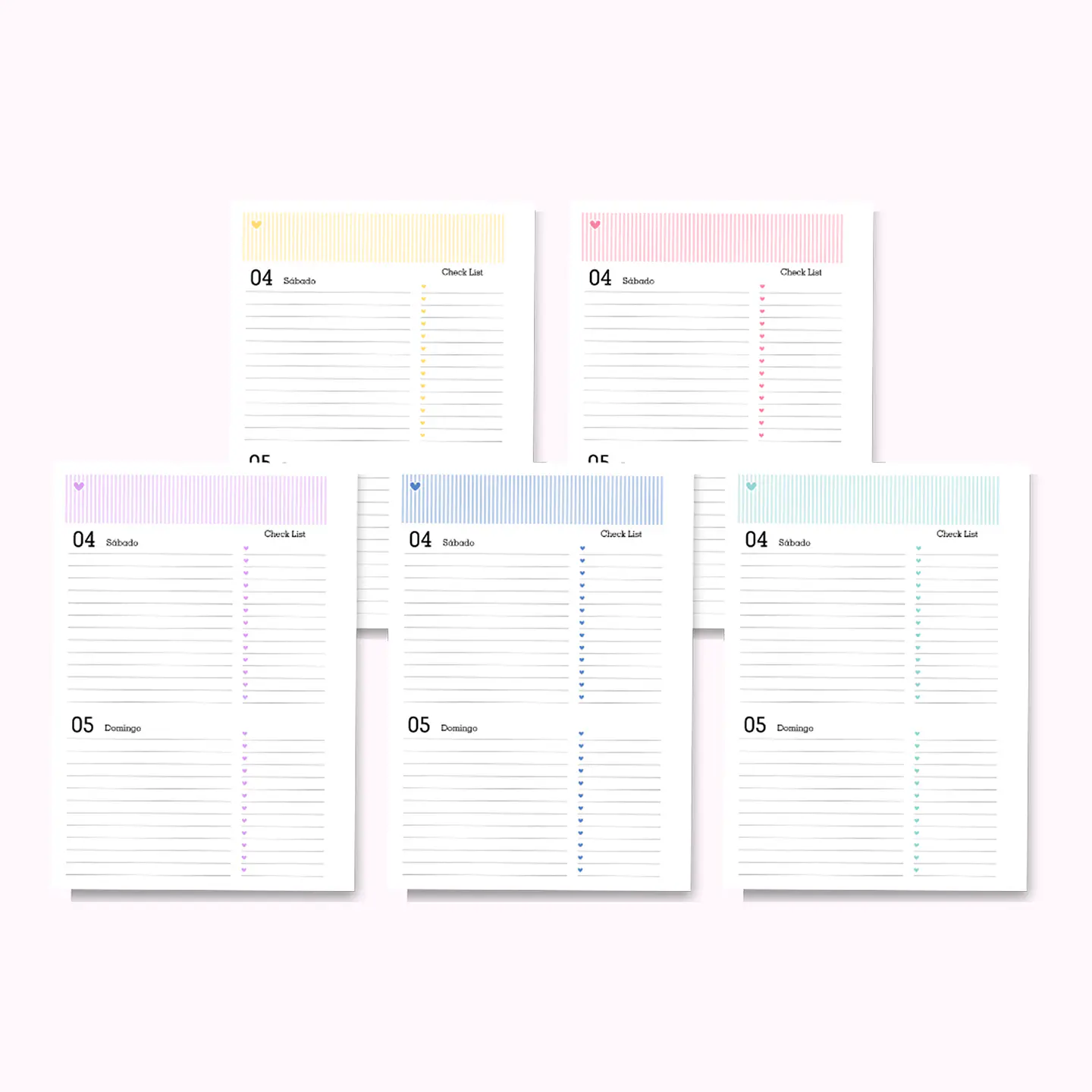 PACK MIOLOS BÁSICO – 1DPP / Sab e Dom na mesma Página – AGENDA A5 – 2025 – DATADA – 1 DIAS POR PÁGINA / Sab e Dom na mesma Página – COLORS - CUTE CORTE 2