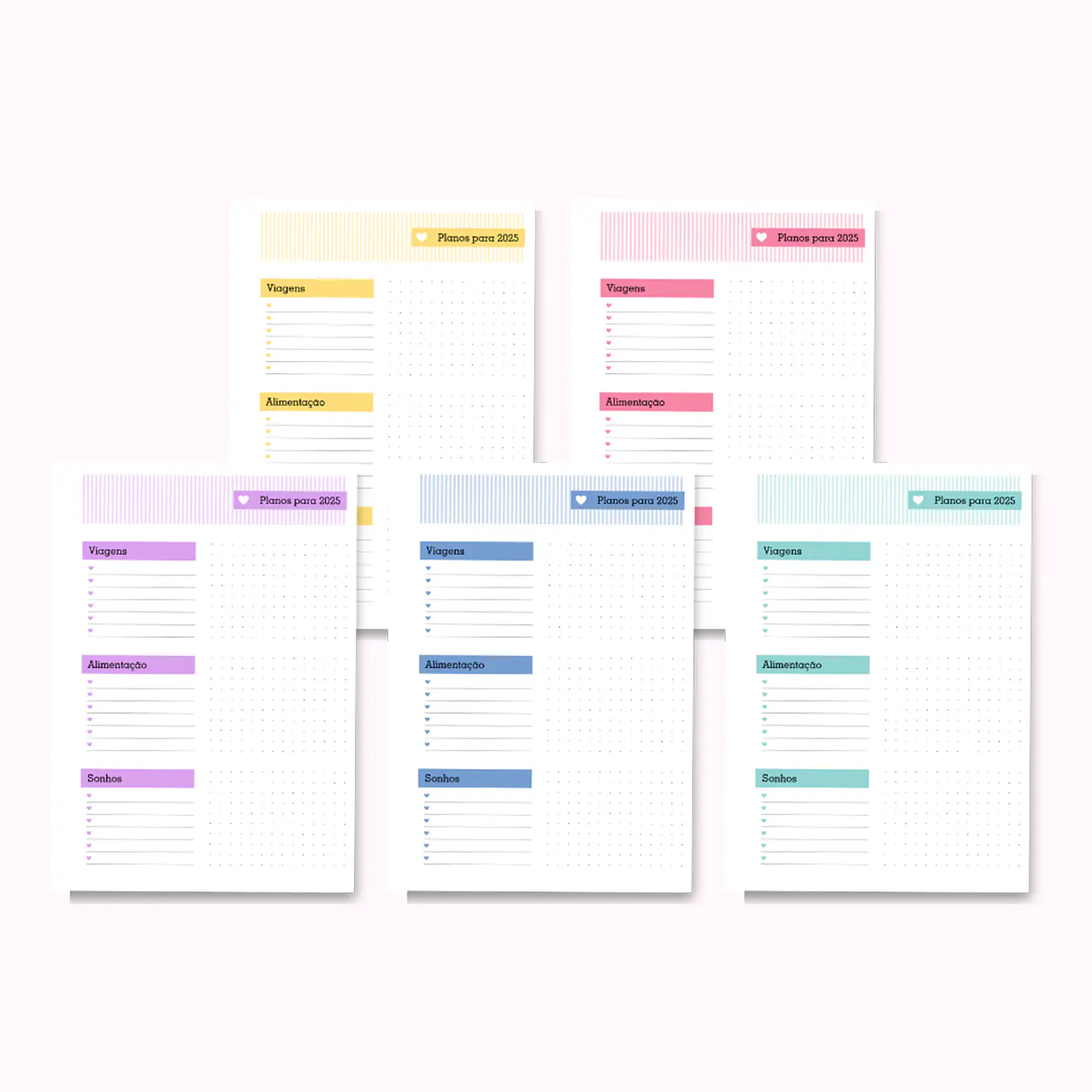 PACK MIOLOS BÁSICO – 1DPP / Sab e Dom na mesma Página – AGENDA A5 – 2025 – DATADA – 1 DIAS POR PÁGINA / Sab e Dom na mesma Página – COLORS - CUTE CORTE 5