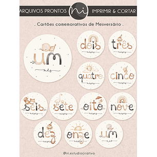 Arquivo Printable Cards Mesversário - NI ESTUDIO
