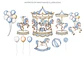 Kit Digital Carrossel Azul Aquarela - Thumbnail 2