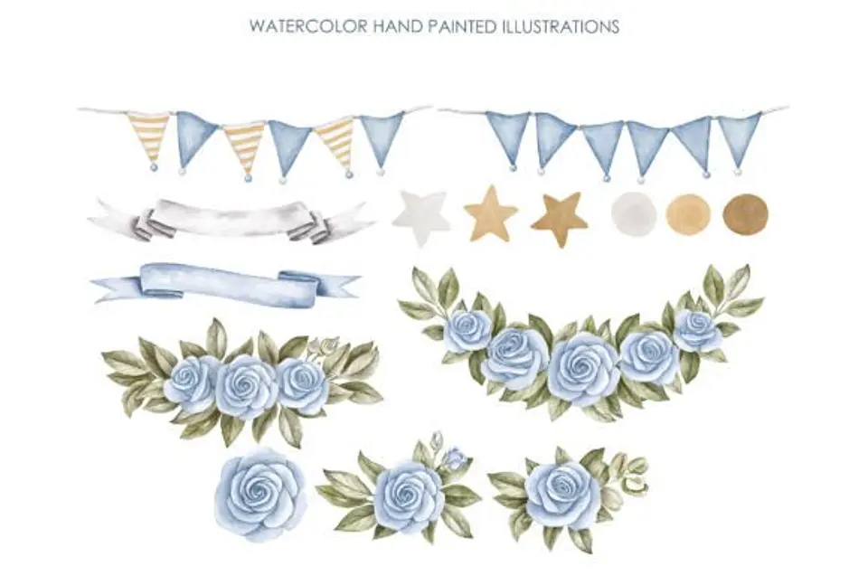 Kit Digital Carrossel Azul Aquarela 3