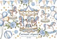 Kit Digital Carrossel Azul Aquarela - Thumbnail 1