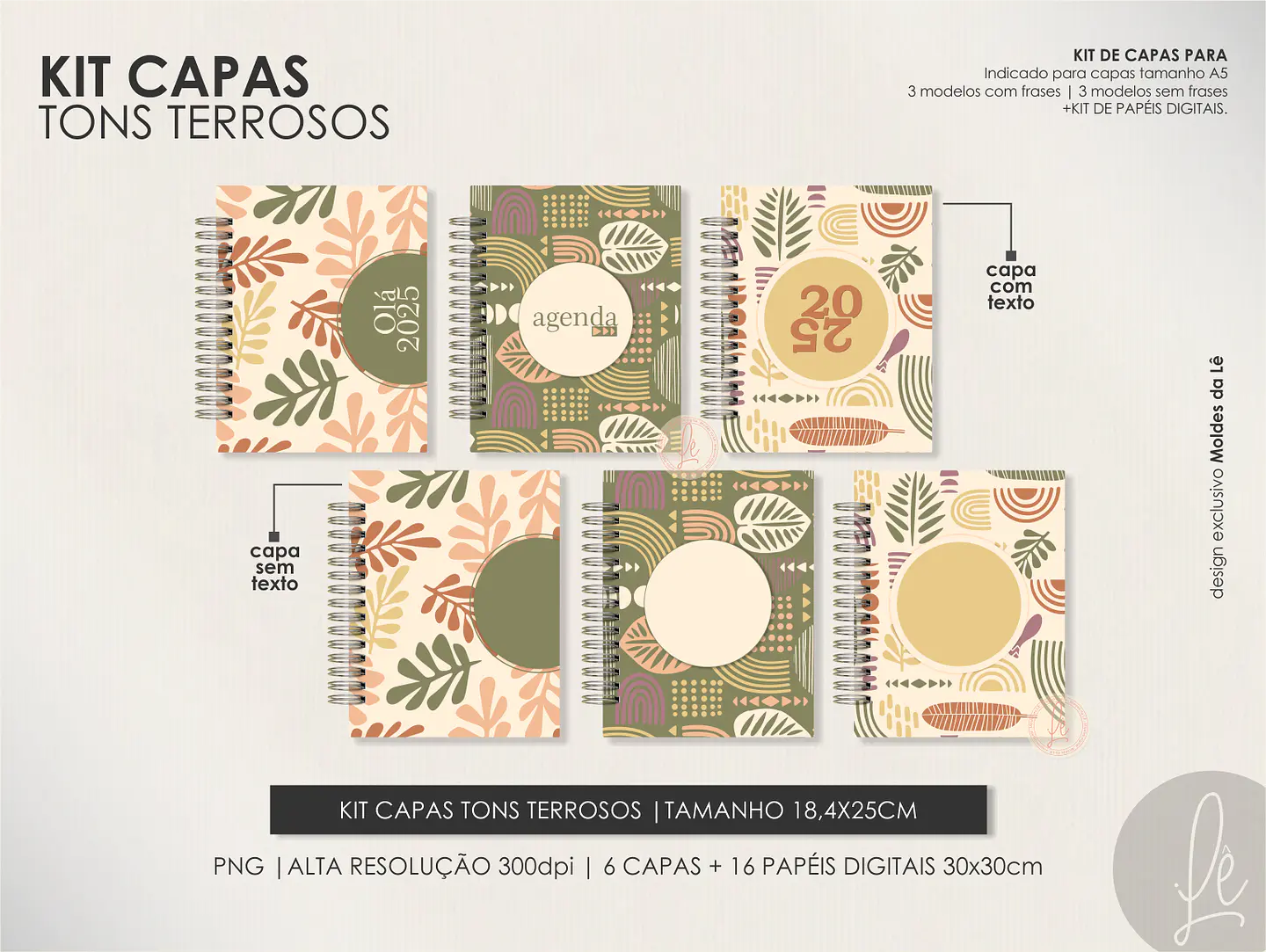 Arquivo Combo Capas Tons Terrosos Folhagem - MOLDES DA LÊ 1