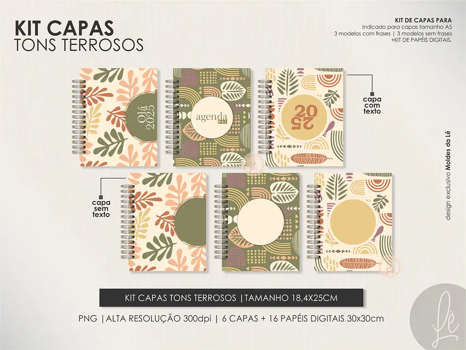 Arquivo Combo Capas Tons Terrosos Folhagem - MOLDES DA LÊ 1