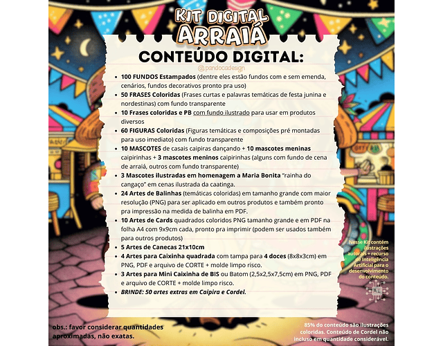 Kit Digital Festa Junina Arraiá Completo - PANDOCA