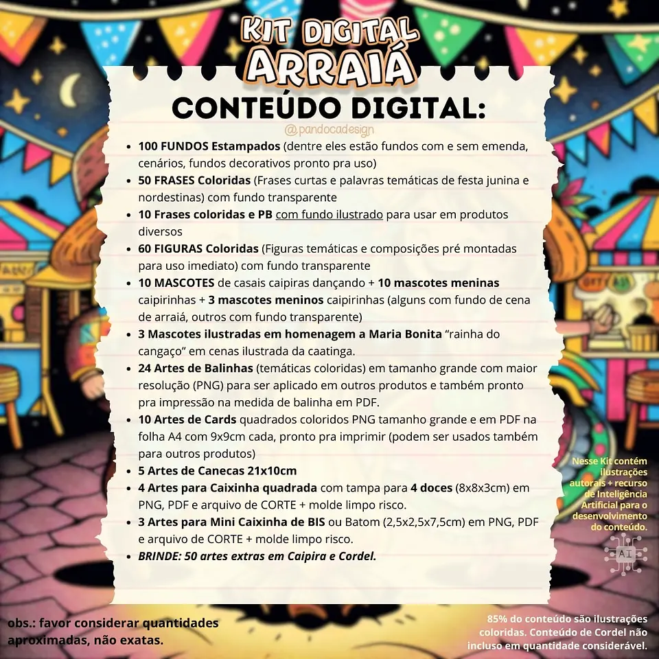 Kit Digital Festa Junina Arraiá Completo - PANDOCA 12