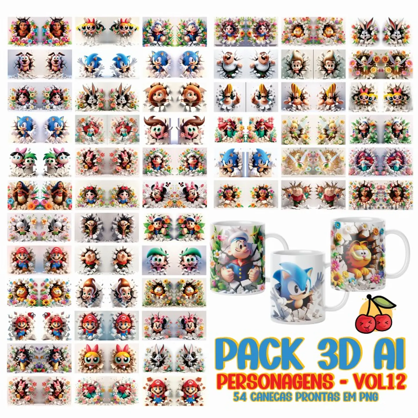 Arquivo Canecas Combo Personagens AI 1