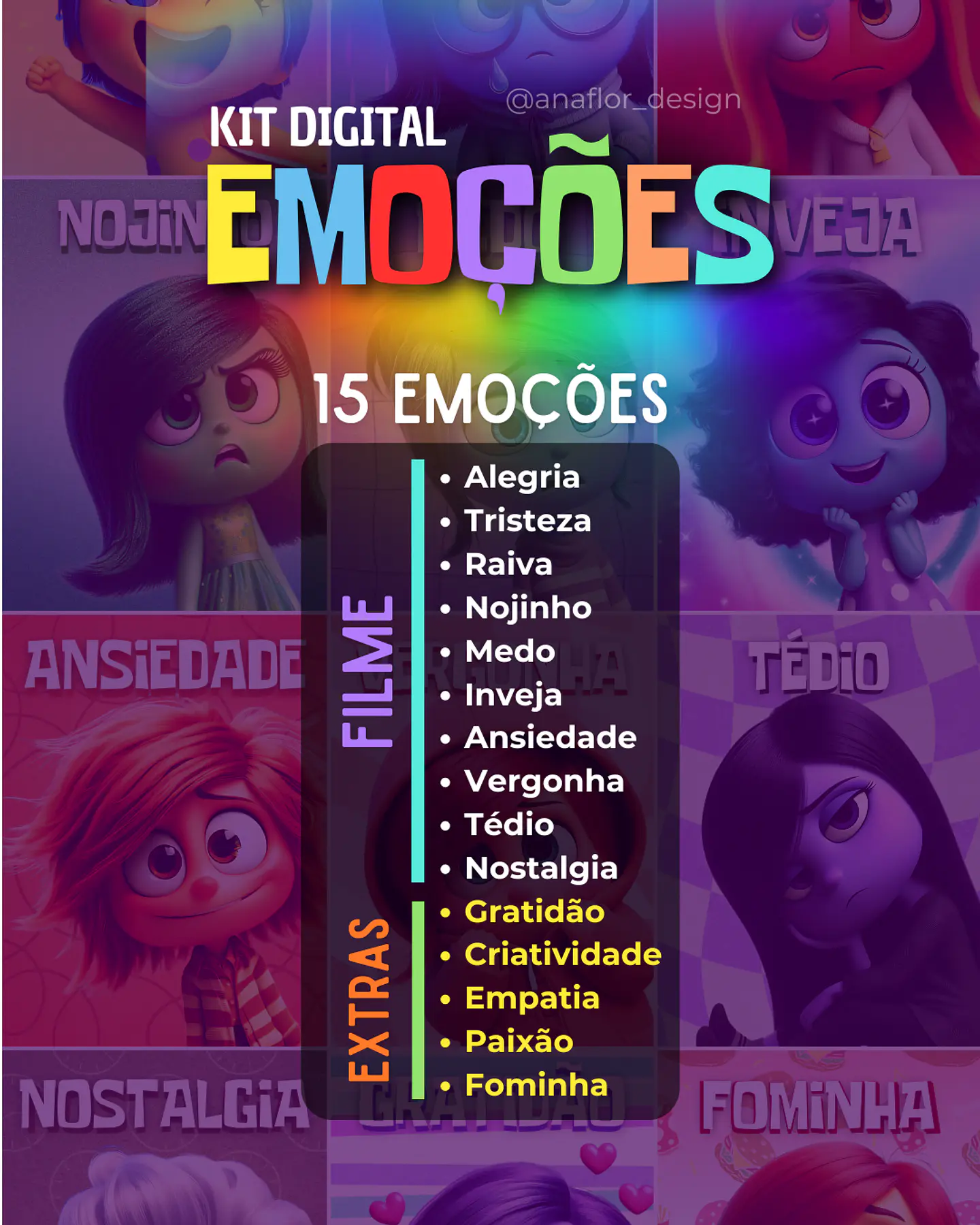 Kit Digital Emoções Divertidamente 2