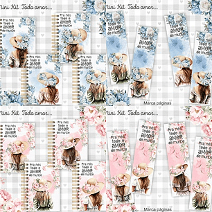 Arquivo Cadernos de Anotações A5 e Marca Páginas Menina Floral - Coleção Todo Amor do Mundo