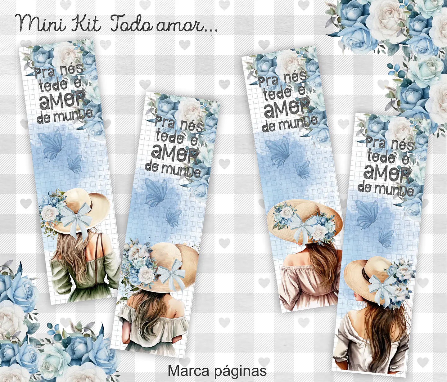 Arquivo Cadernos de Anotações A5 e Marca Páginas Menina Floral - Coleção Todo Amor do Mundo 2
