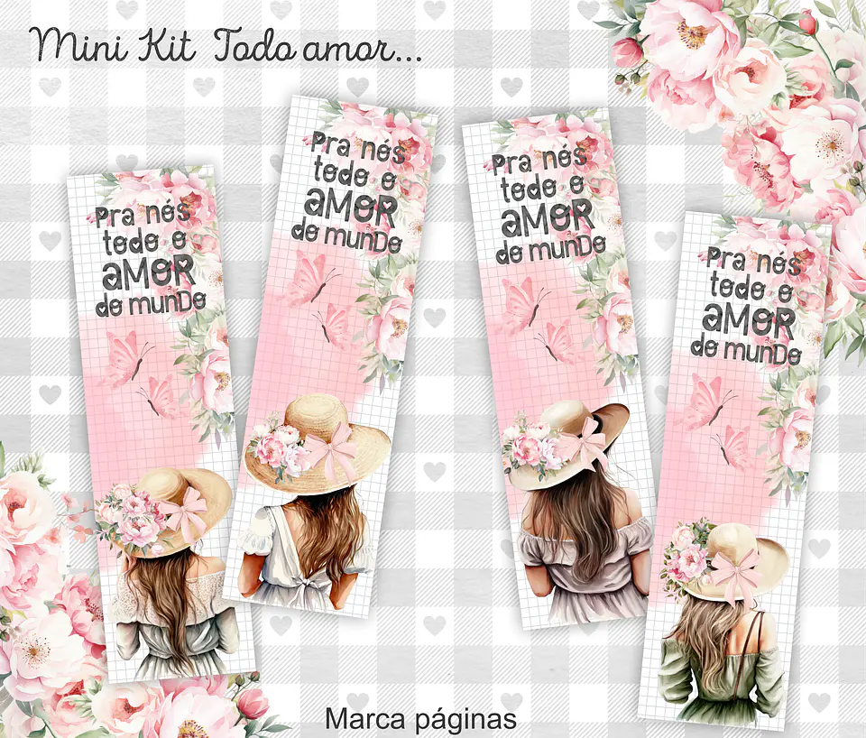 Arquivo Cadernos de Anotações A5 e Marca Páginas Menina Floral - Coleção Todo Amor do Mundo 3