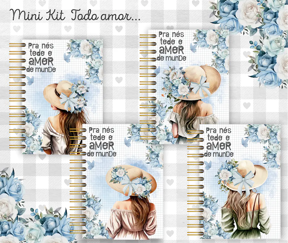 Arquivo Cadernos de Anotações A5 e Marca Páginas Menina Floral - Coleção Todo Amor do Mundo 4