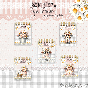 Arquivo Cadernos de Anotações A5, Bloquinhos, Marca Páginas e Brindes  Menina Floral - Coleção Seja Flor Seja Amor