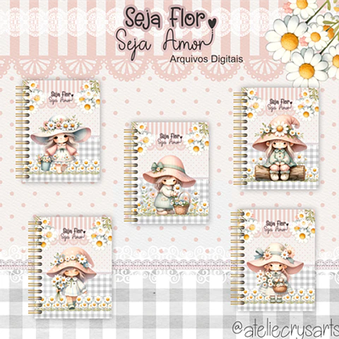 Arquivo Cadernos de Anotações A5, Bloquinhos, Marca Páginas e Brindes  Menina Floral - Coleção Seja Flor Seja Amor