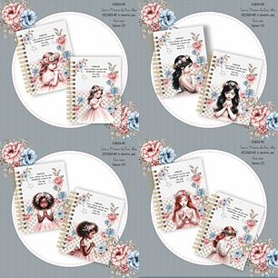 Arquivo Cadernos de Anotações A5, Bloquinhos, Marca Páginas e Brindes  Menina Floral - Coleção Meninas dos Olhos