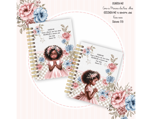 Arquivo Cadernos de Anotações A5, Bloquinhos, Marca Páginas e Brindes  Menina Floral - Coleção Meninas dos Olhos